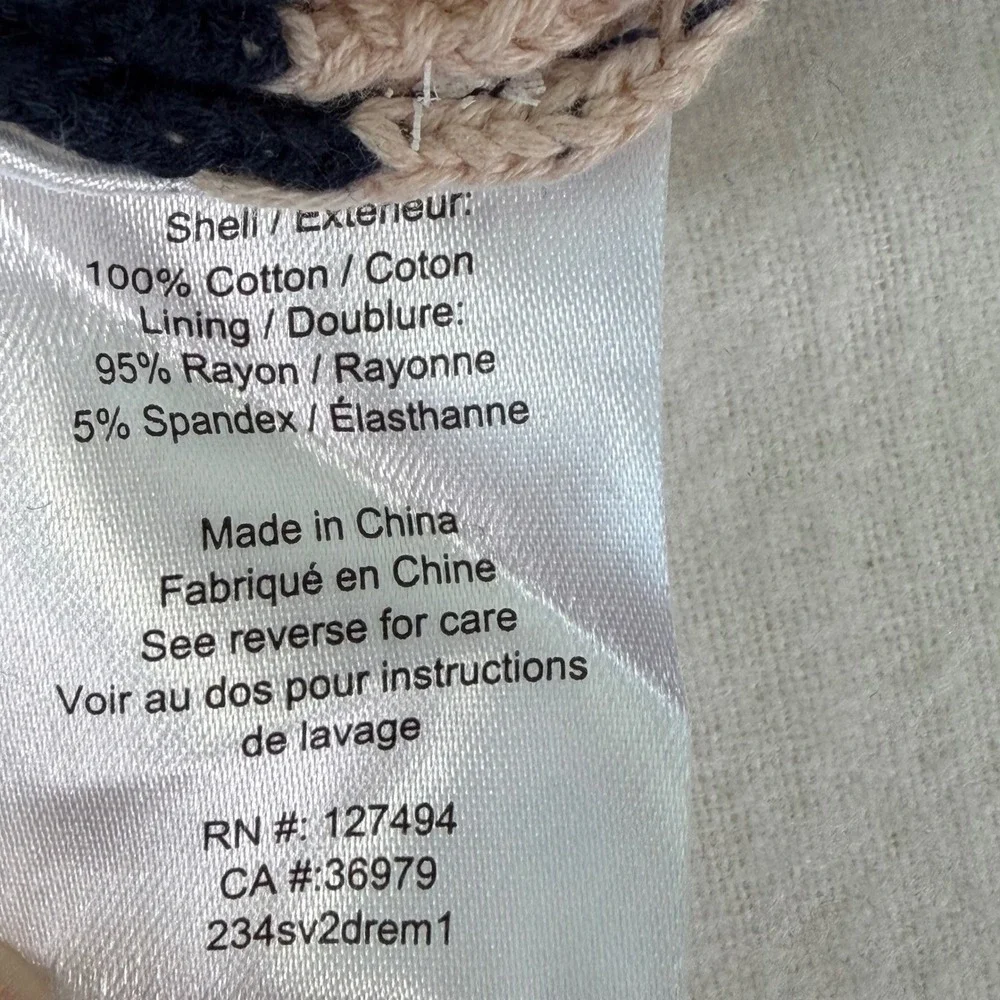 NWT Midi Dress Crochet Knit Chevron Ruffle Blush Cream Navy Nautical Soft Girl - Picture 8 of 11